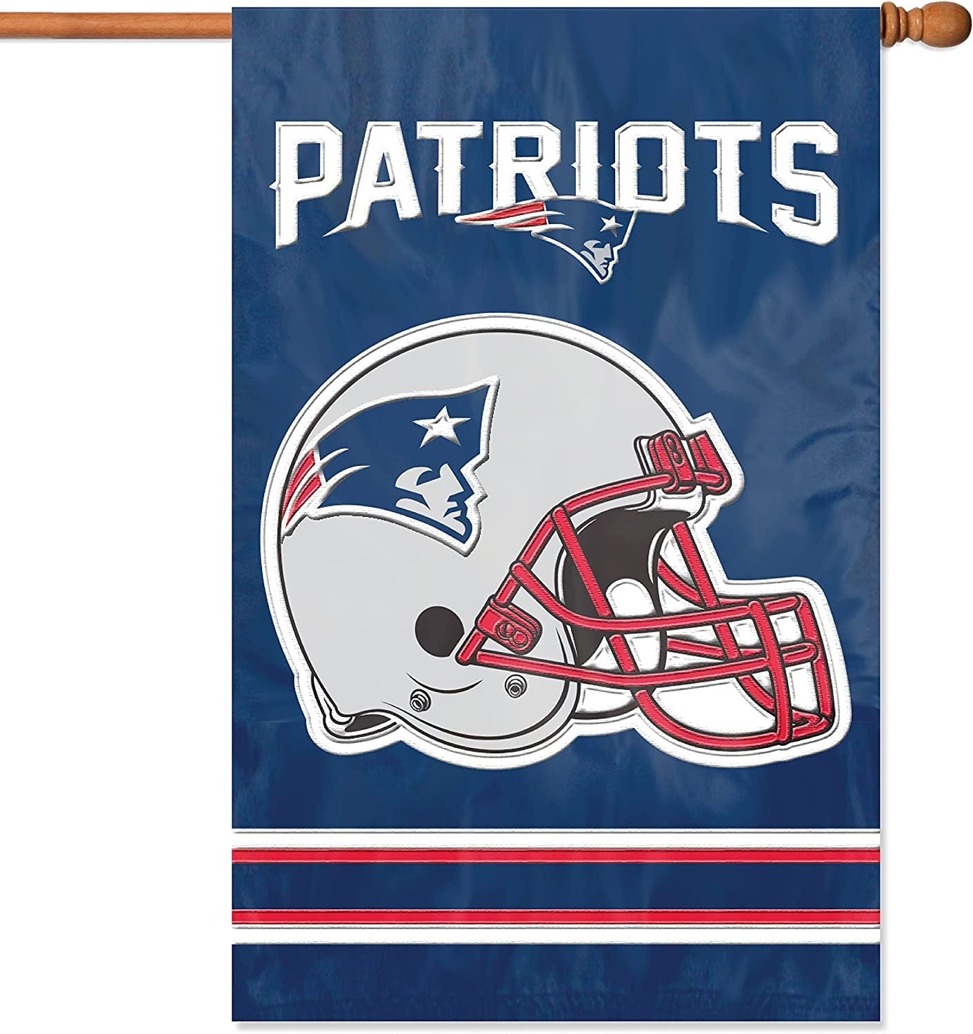 New England Patriots Premium Double Sided Banner Flag Applique Embroidered 28x44 Inches