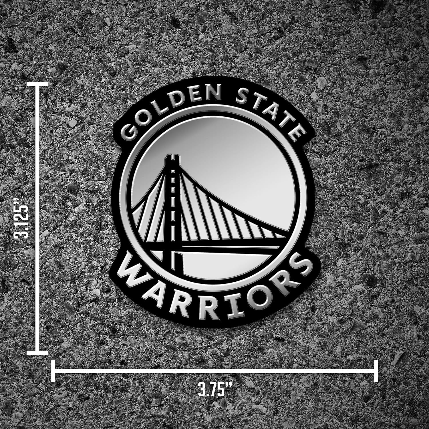 Golden State Warriors Auto Emblem, Silver Chrome Color, Raised Molded Plastic, 3.5 Inch, Adhesive Tape Backing