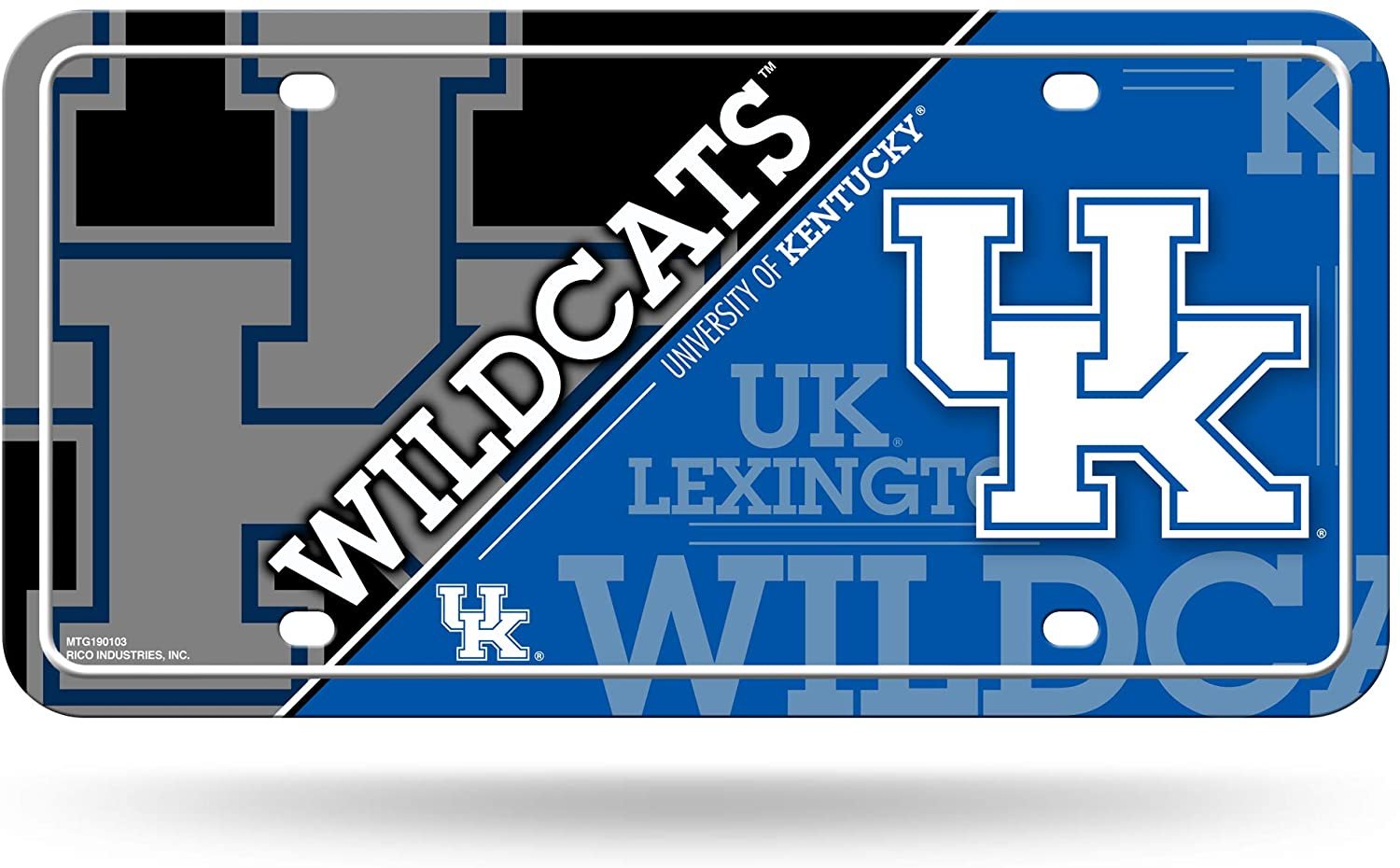 University of Kentucky Wildcats Metal Auto Tag License Plate, Split Design, 6x12 Inch