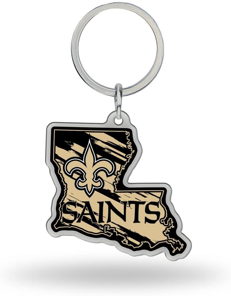 New Orleans Saints Metal Keychain State Shaped