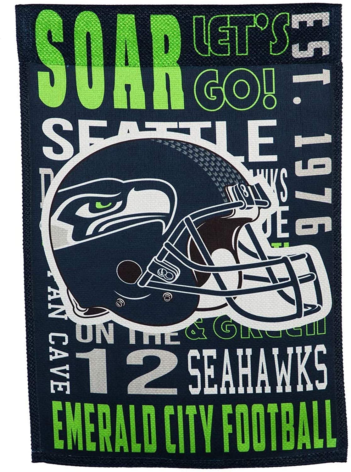 Seattle Seahawks Banner Flag Fan Rules Design Premium 2-Sided 28x44 Outdoor House Football