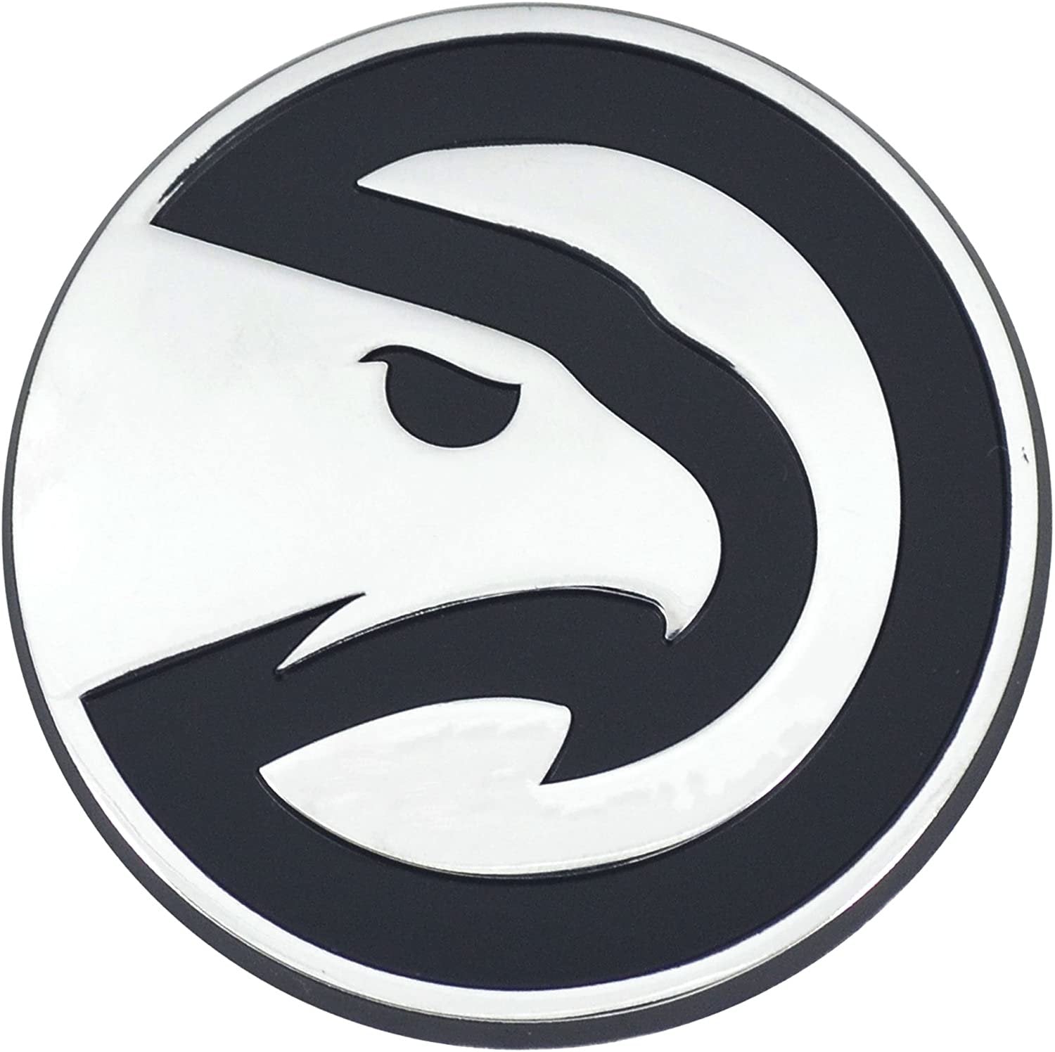 Atlanta Hawks Premium Solid Metal Raised Auto Emblem, Shape Cut, Adhesive Backing