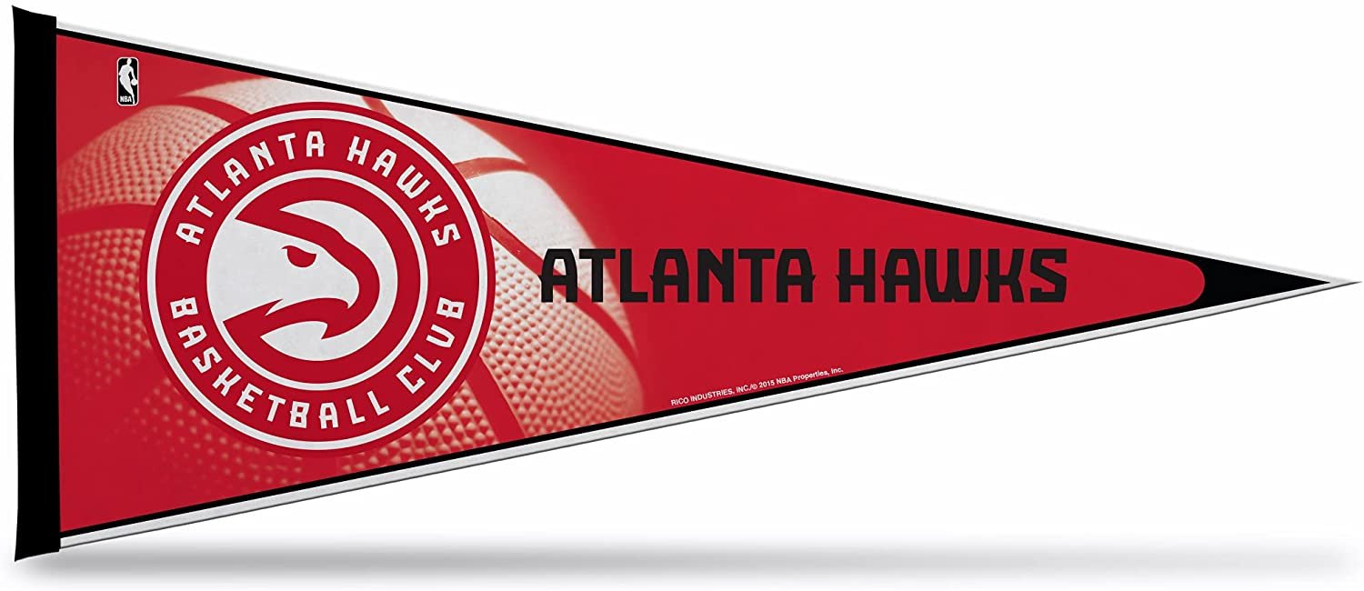 Atlanta Hawks Soft Felt Pennant, Primary Design, 12x30 Inch, Easy To Hang
