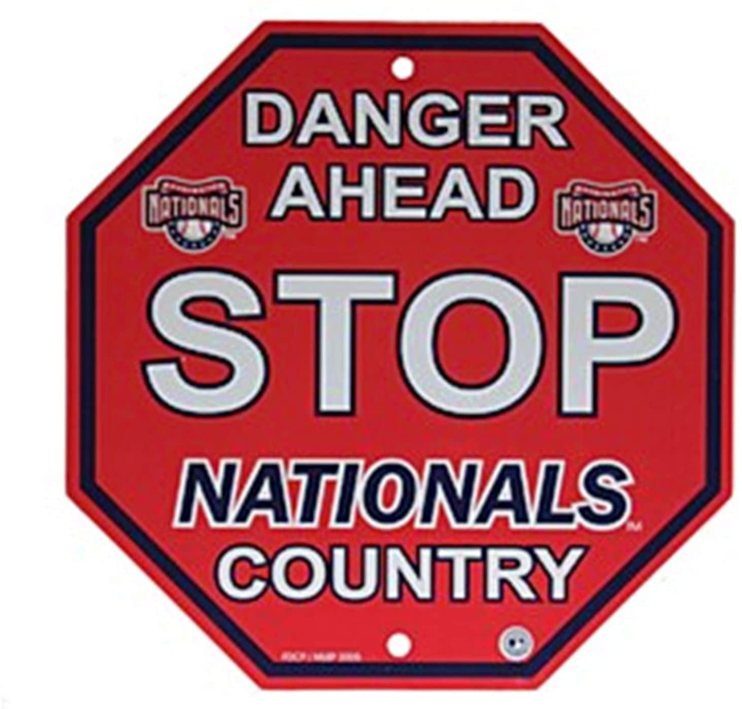 Washington Nationals 12" Plastic Wall Stop Sign Country Danger Ahead Baseball