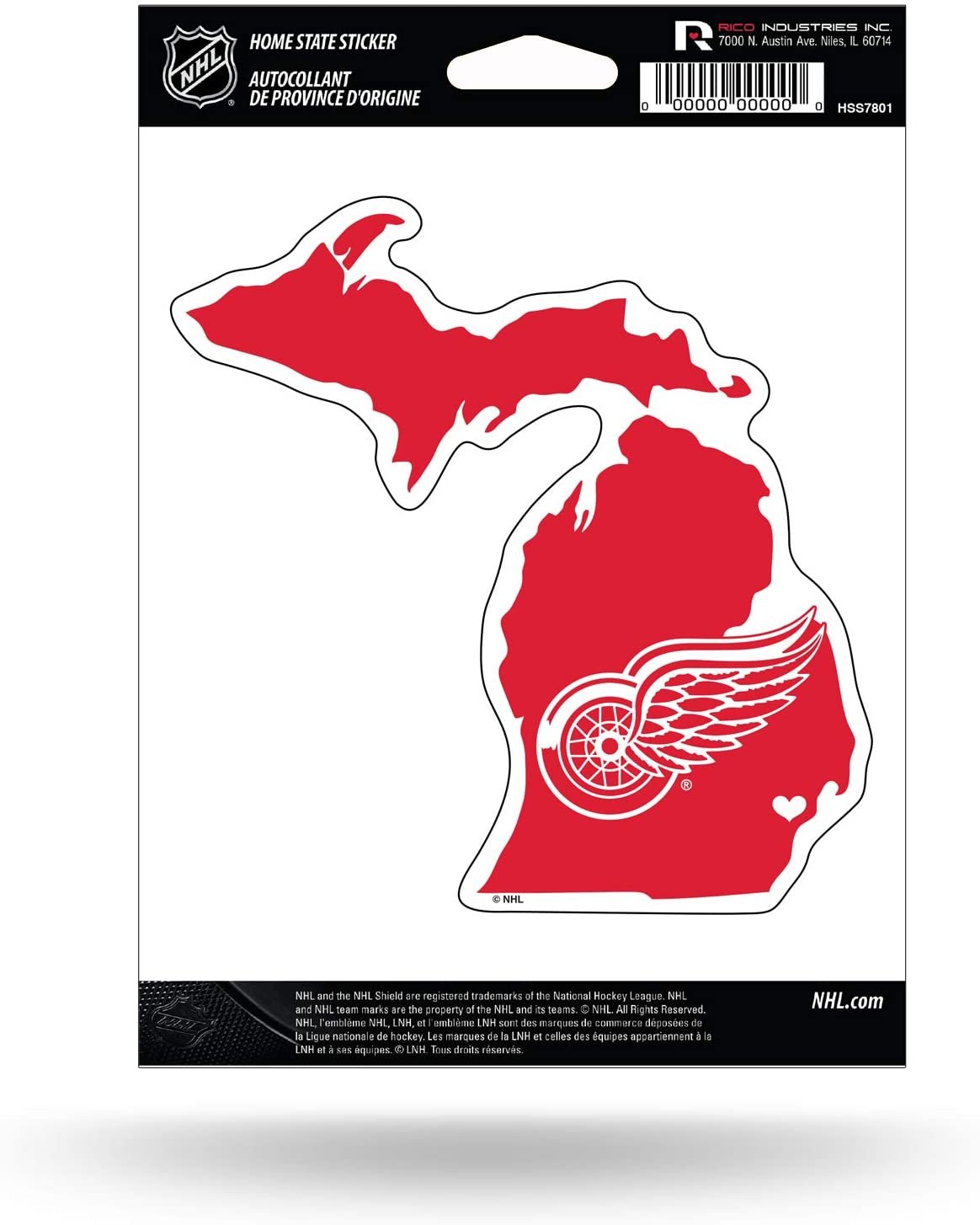 Detroit Red Wings 5 Inch Sticker Decal, Home State Design, Flat Vinyl, Full Adhesive Backing