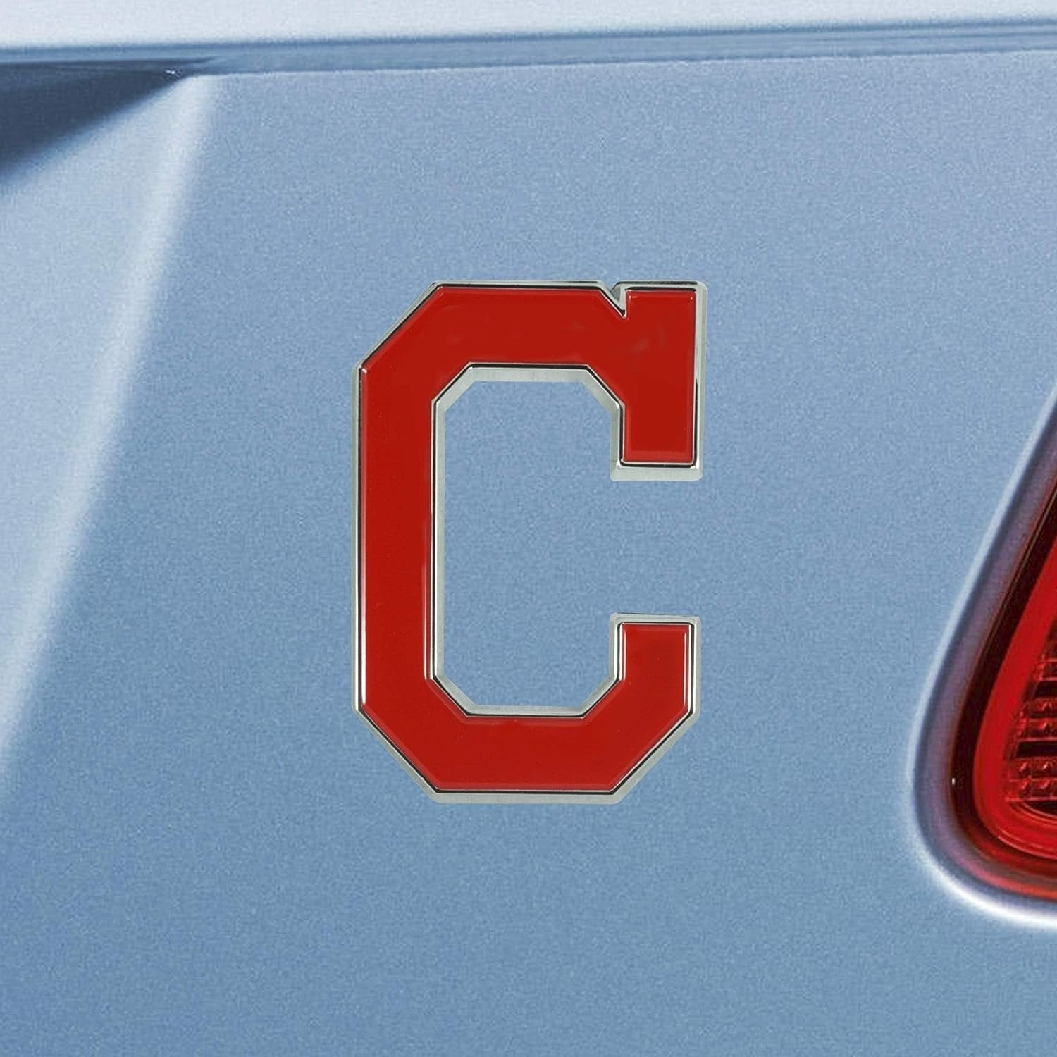 Cleveland Indians Premium Solid Metal Color Raised Auto Emblem Shape Cut Adhesive Backing