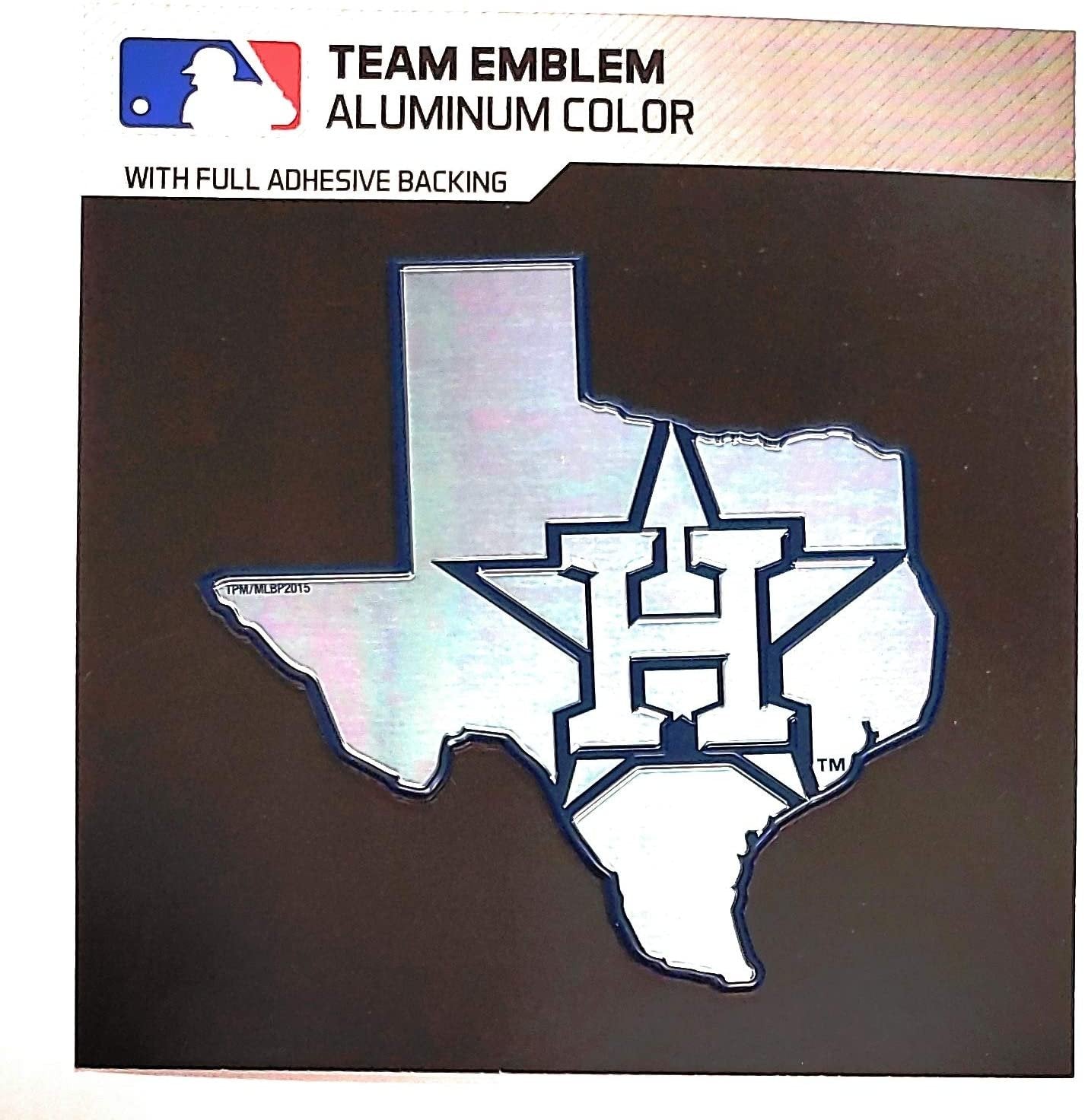Houston Astros Team State Design Auto Emblem, Aluminum Metal, Embossed, Raised Decal Sticker, Full Adhesive Backing