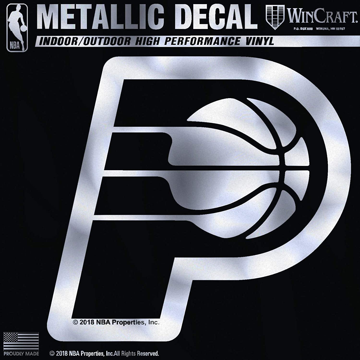 Indiana Pacers 6 Inch Decal Sticker, Metallic Chrome Shimmer Design, Vinyl Die Cut, Auto Home