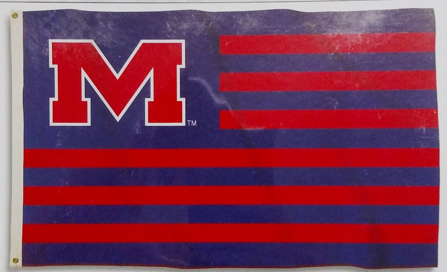 University of Mississippi Rebels Ole Miss Premium 3x5 Feet Flag Banner, Stripes Design, Metal Grommets, Outdoor Use, Single Sided