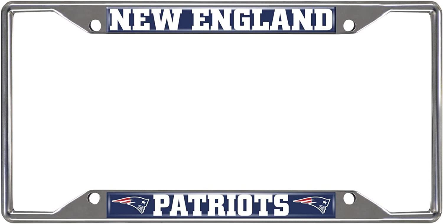 New England Patriots Metal License Plate Frame Chrome Tag Cover 6x12 Inch