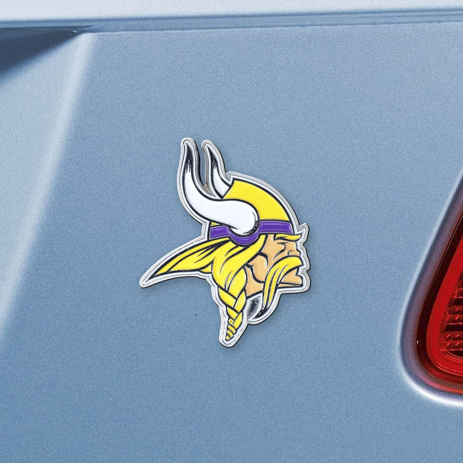Minnesota Vikings Premium Solid Metal Color Raised Auto Emblem Shape Cut Adhesive Backing