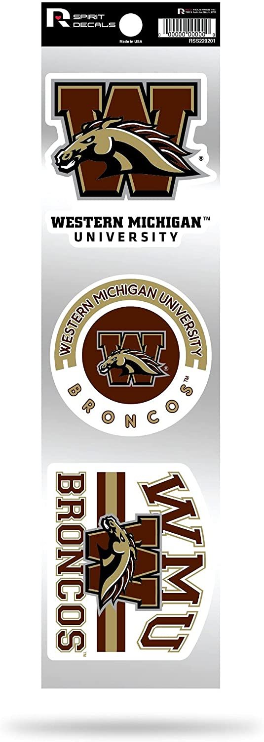 Rico Industries NCAA Western Michigan Broncos 3-Piece Retro Spirit Decals