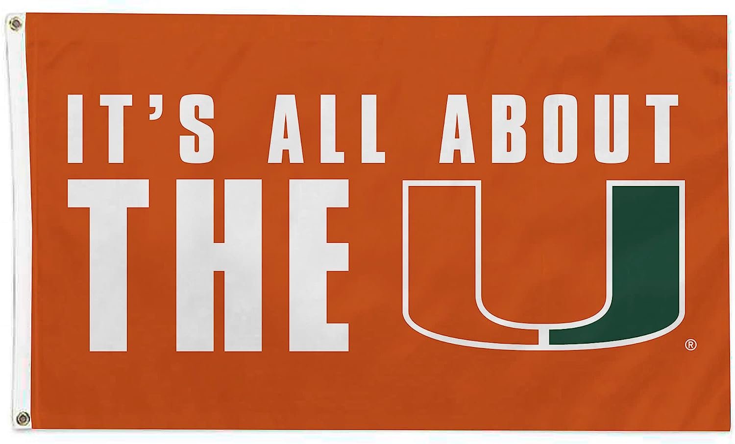 University of Miami Hurricanes Flag Banner 3x5 Feet Metal Grommets Slogan Design