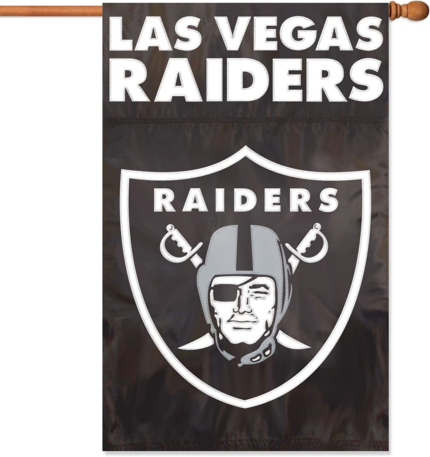 Las Vegas Raiders Banner Flag Premium Embroidered Double Sided 28x44 Applique