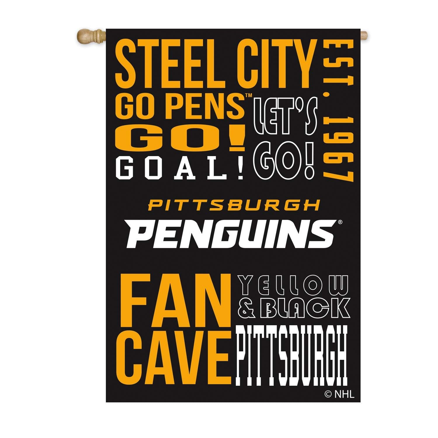 Pittsburgh Penguins Premium Double Sided Banner House Flag, Fan Rules Design, 28x44 Inch