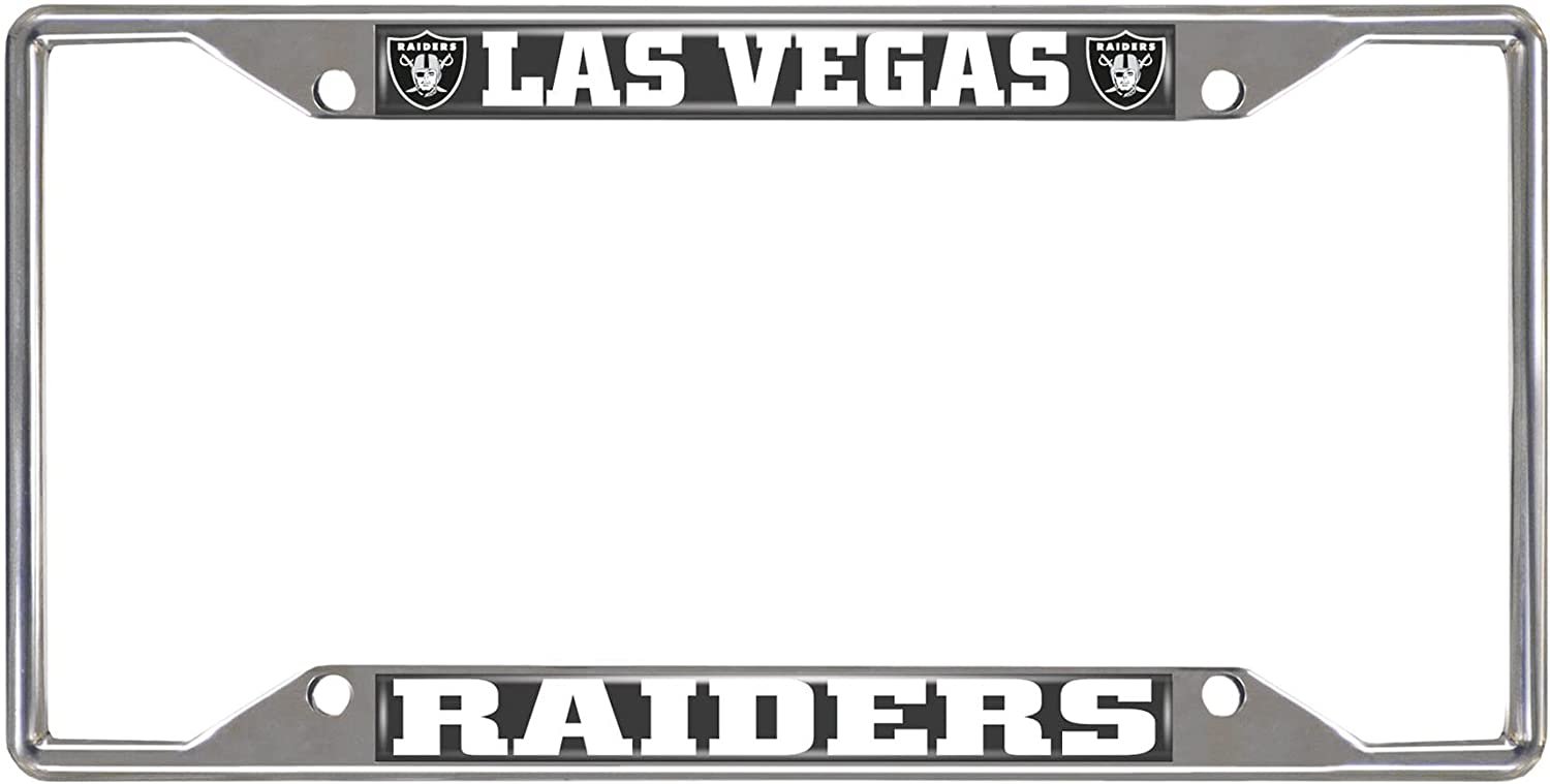 Las Vegas Raiders Metal License Plate Frame Chrome Tag Cover 6x12 Inch