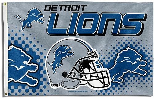 Detroit Lions Premium 3x5 Feet Flag Banner, Helmet Design, Metal Grommets, Outdoor Use, Single Sided