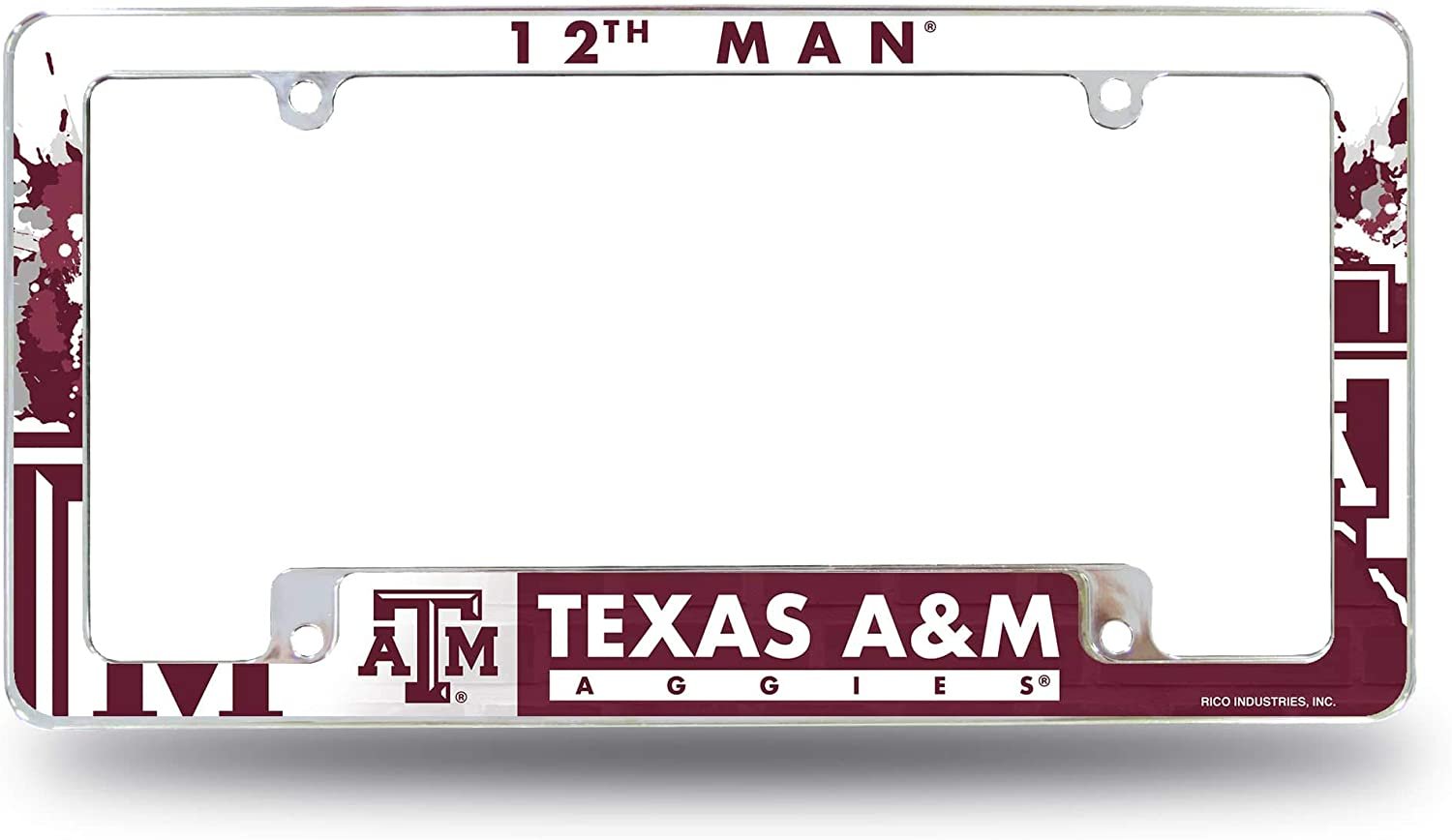 Texas A&M Aggies Metal License Plate Frame Tag Cover All Over Design University