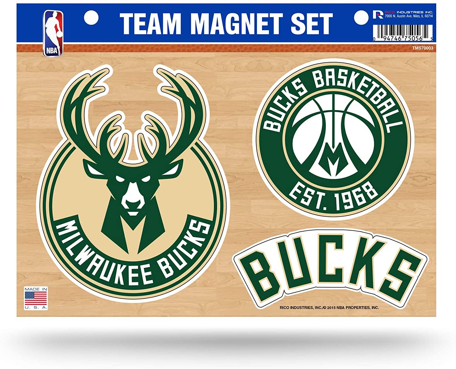 Milwaukee Bucks Team Multi Magnet Set, 8.5x11 Inch Sheet, Die Cut, Auto Home
