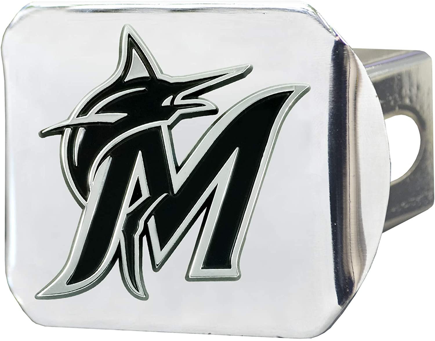 Miami Marlins Hitch Cover Solid Metal with Raised Chrome Metal Emblem 2" Square Type III