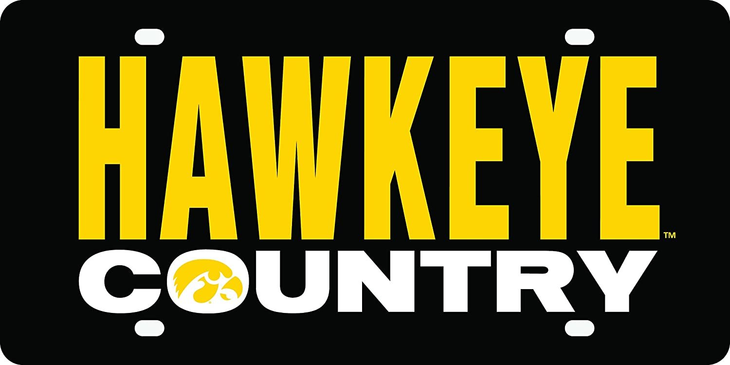 University of Iowa Hawkeyes Premium Laser Cut Tag License Plate, Country, Mirrored Acrylic Inlaid, 6x12 Inch