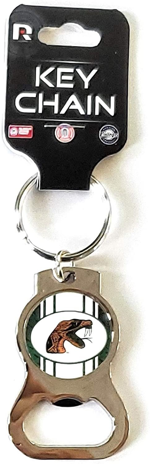 Florida A&M University Rattlers FAMU Premium Solid Metal Bottle Opener Keychain, Silver Key Ring, Team Logo