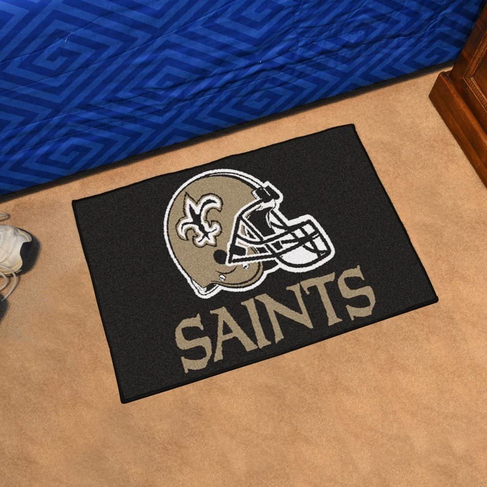 New Orleans Saints Floor Mat Area Rug, 20x30 Inch, Nylon, Anti-Skid Backing