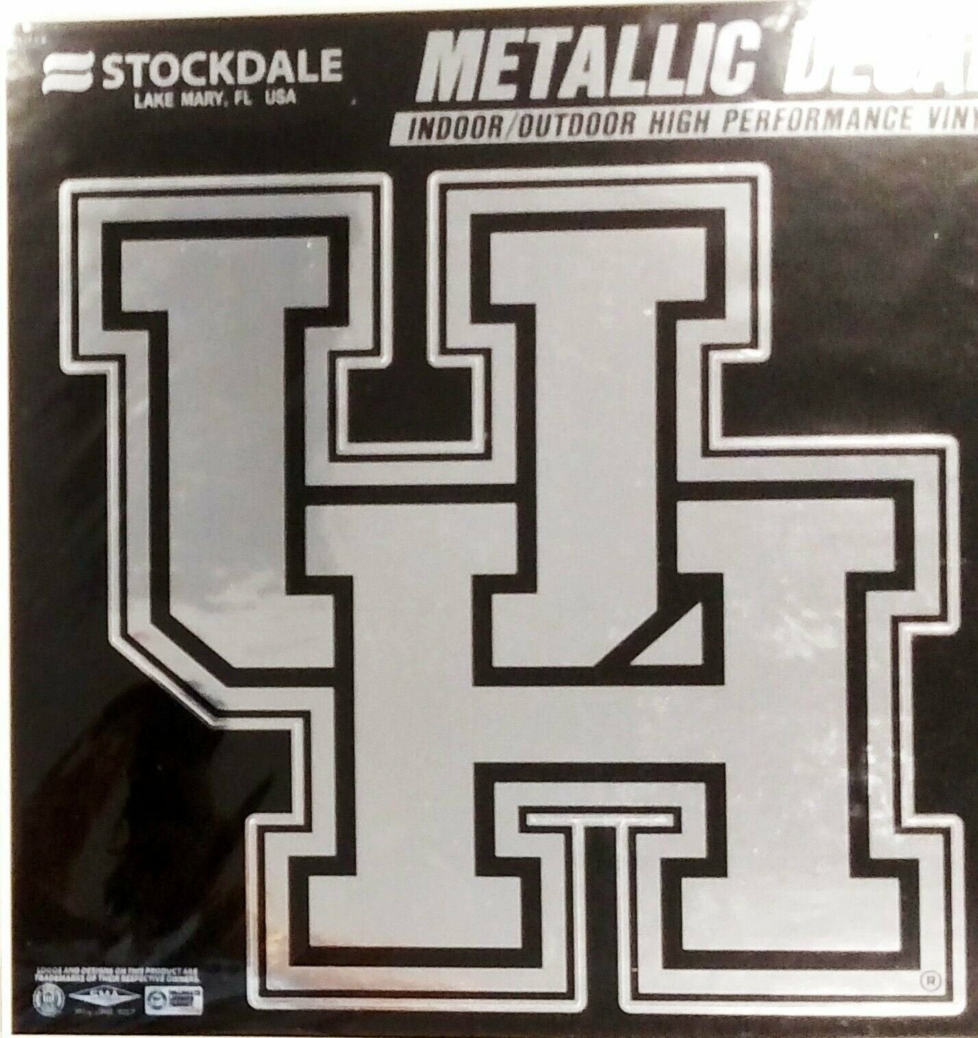 University of Houston Cougars 12 Inch Decal Sticker Chrome Color Design