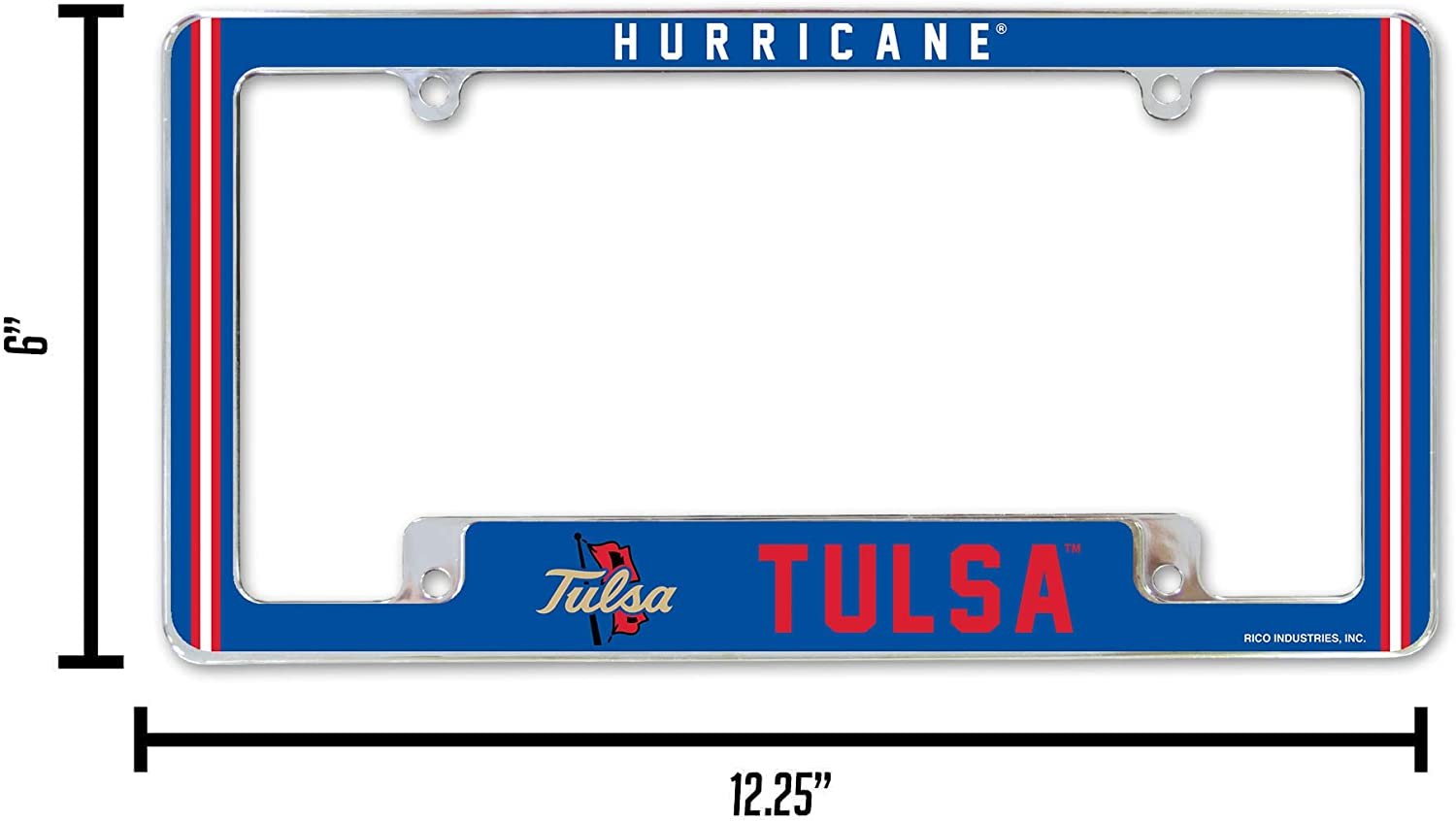 University of Tulsa Golden Hurricanes Metal License Plate Frame Chrome Tag Cover 12x6 Inch Alternate Design