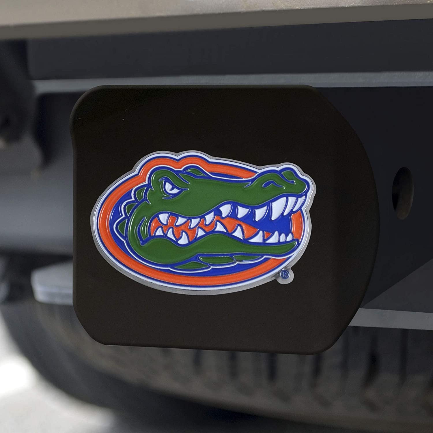 Florida Gators Solid Metal Black Hitch Cover with Color Metal Emblem 2 Inch Square Type III University of