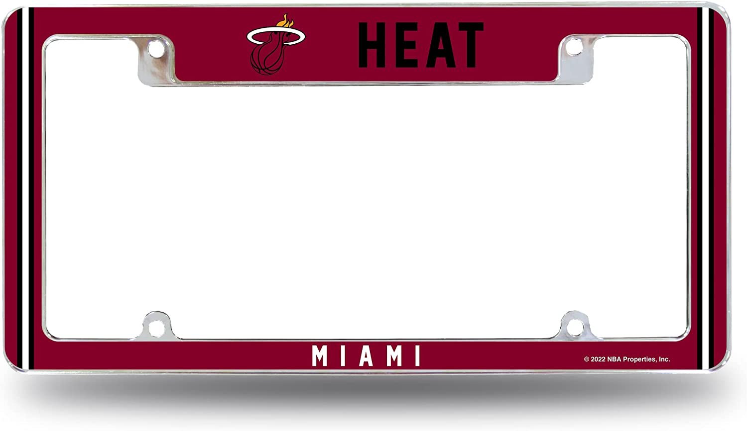 Miami Heat Metal License Plate Frame Chrome Tag Cover Alternate Design 6x12 Inch