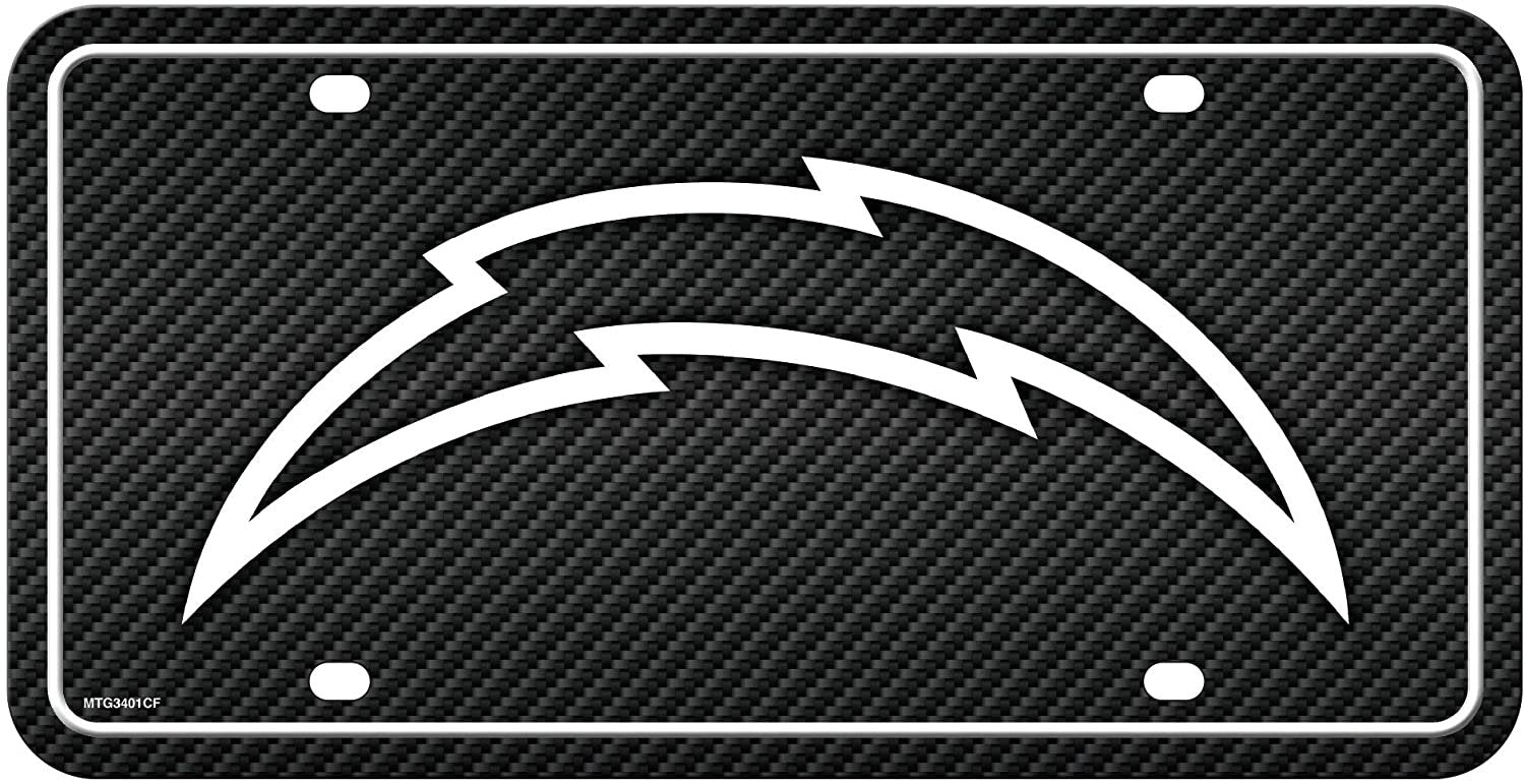 Los Angeles Chargers Metal Tag License Plate, Carbon Fiber Design, 6x12 Inch
