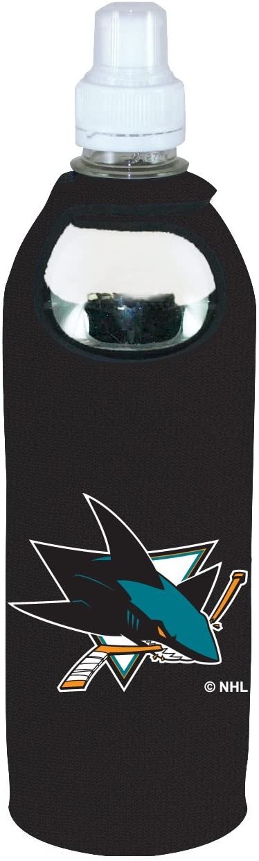 San Jose Sharks 1/2 Liter Water Bottle Neoprene Beverage Insulator Holder Cooler with Clip Hockey