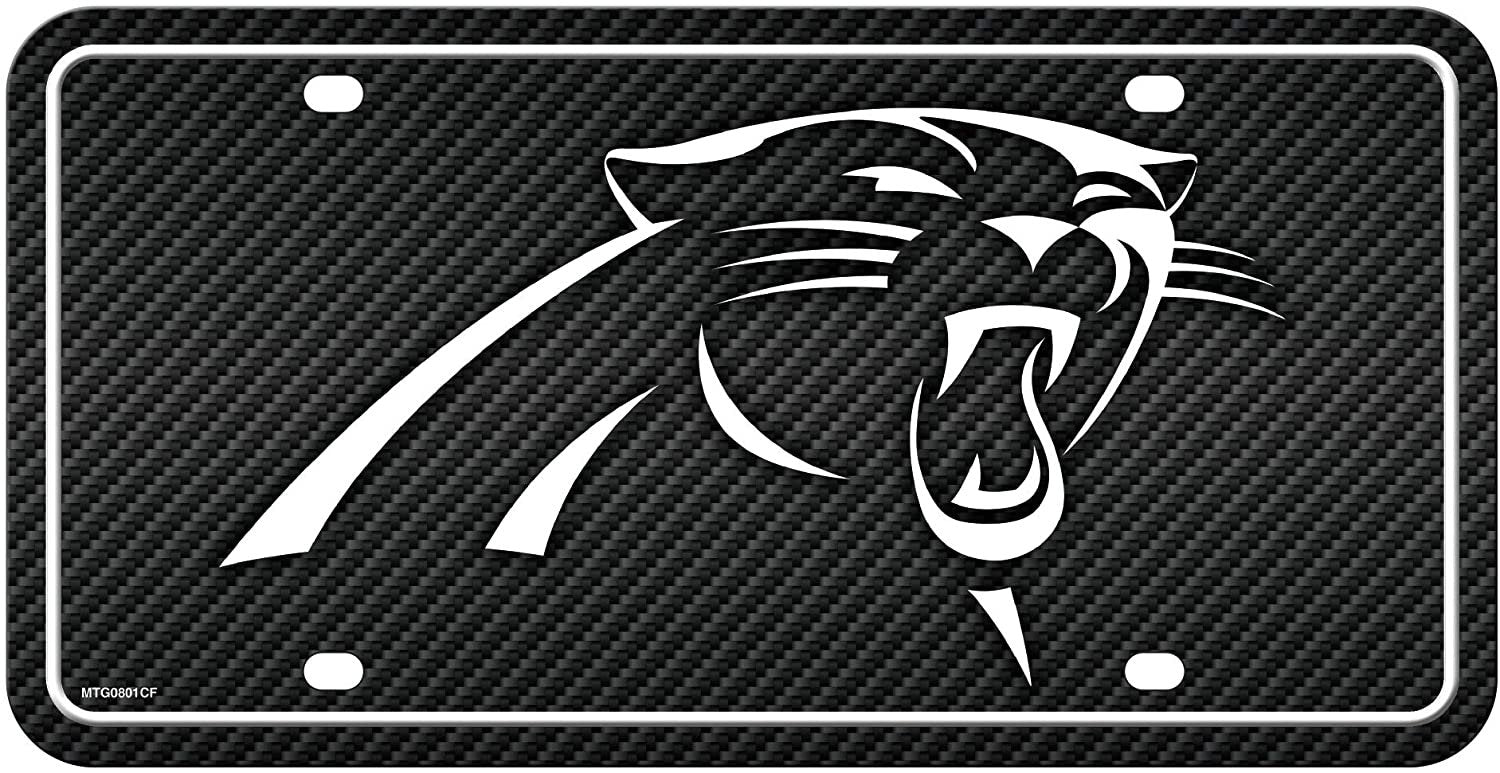 Carolina Panthers Metal Auto Tag License Plate, Carbon Fiber Design, 6x12 Inch
