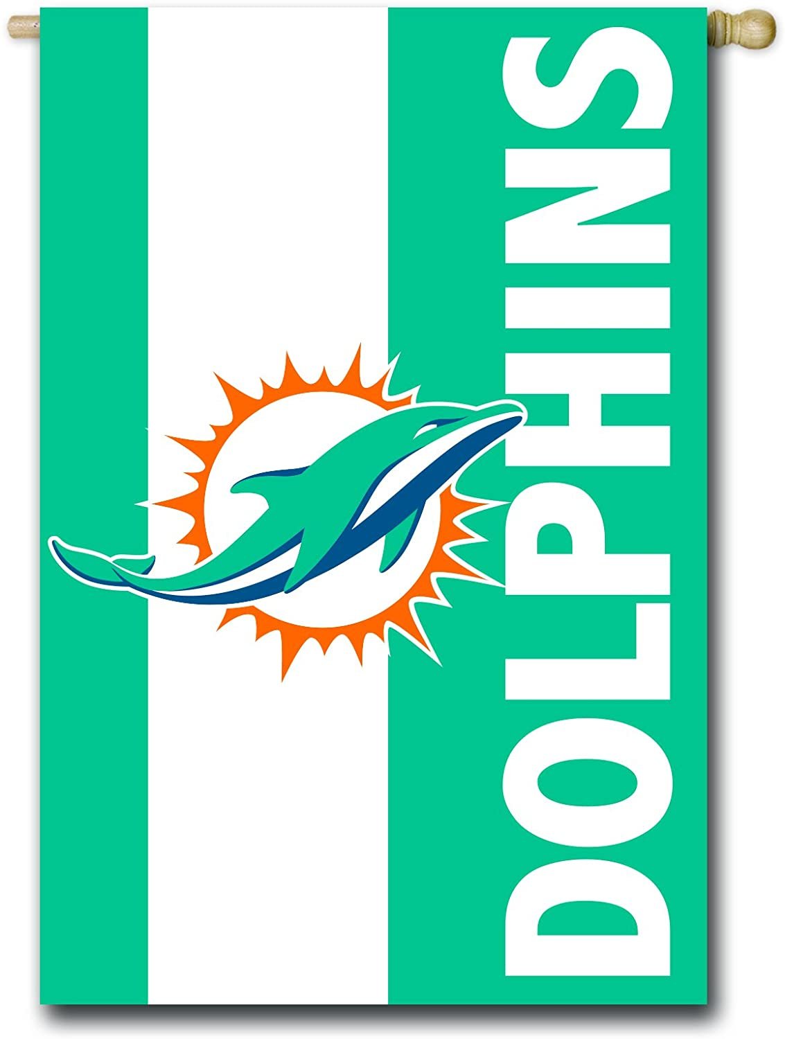 Miami Dolphins Double-Sided Embroidered Logo Applique Flag 28 x 44 inches