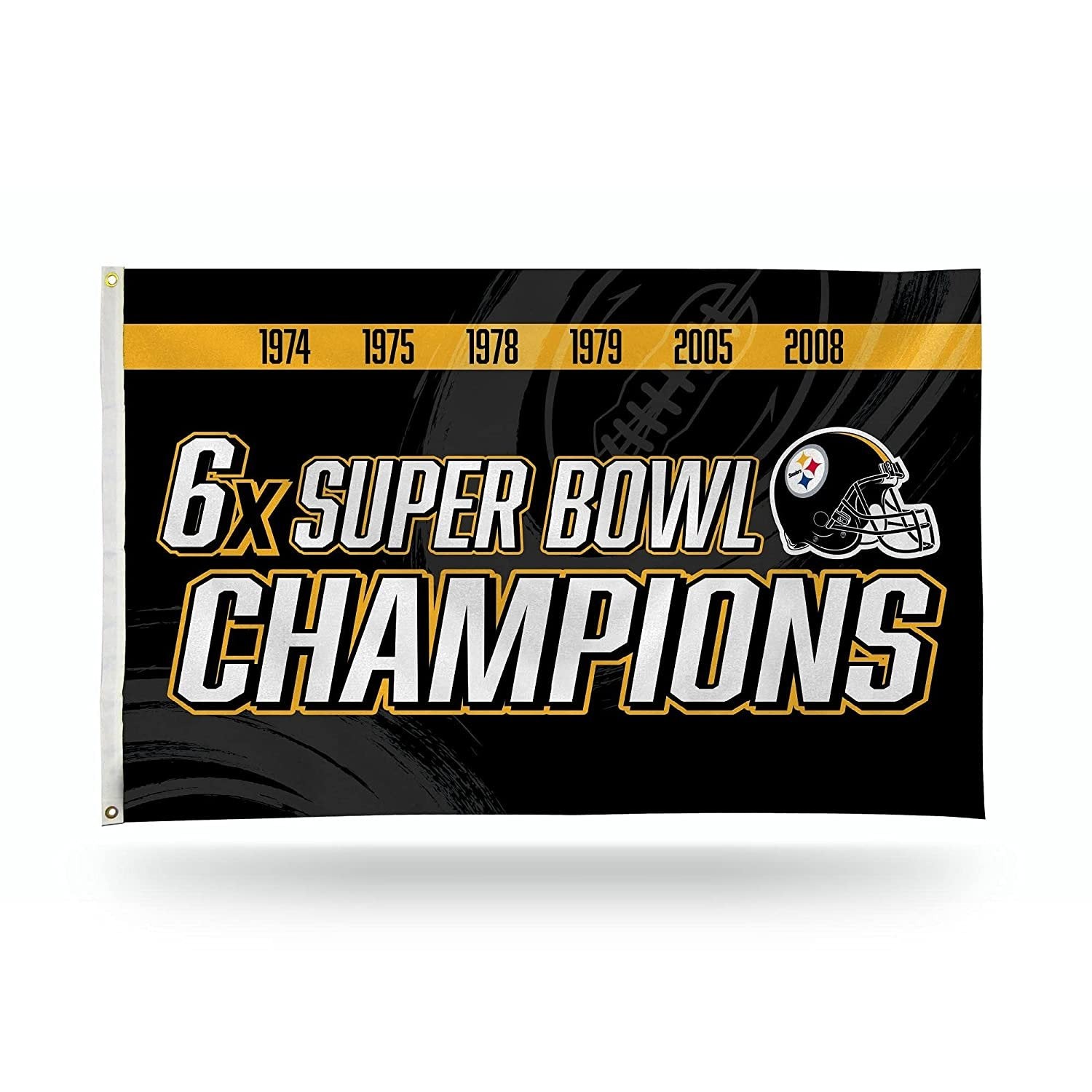 Pittsburgh Steelers 3x5 Flag Banner 6X Time Champions with Metal Grommets Outdoor House Football