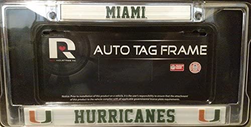 Miami Hurricanes Frame Metal Chrome License Plate Tag Cover University of