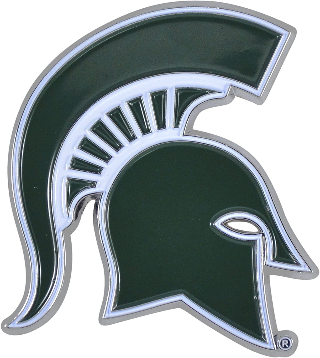 Michigan State University Spartans Premium Solid Metal Raised Auto Emblem, Shape Cut, Adhesive Backing