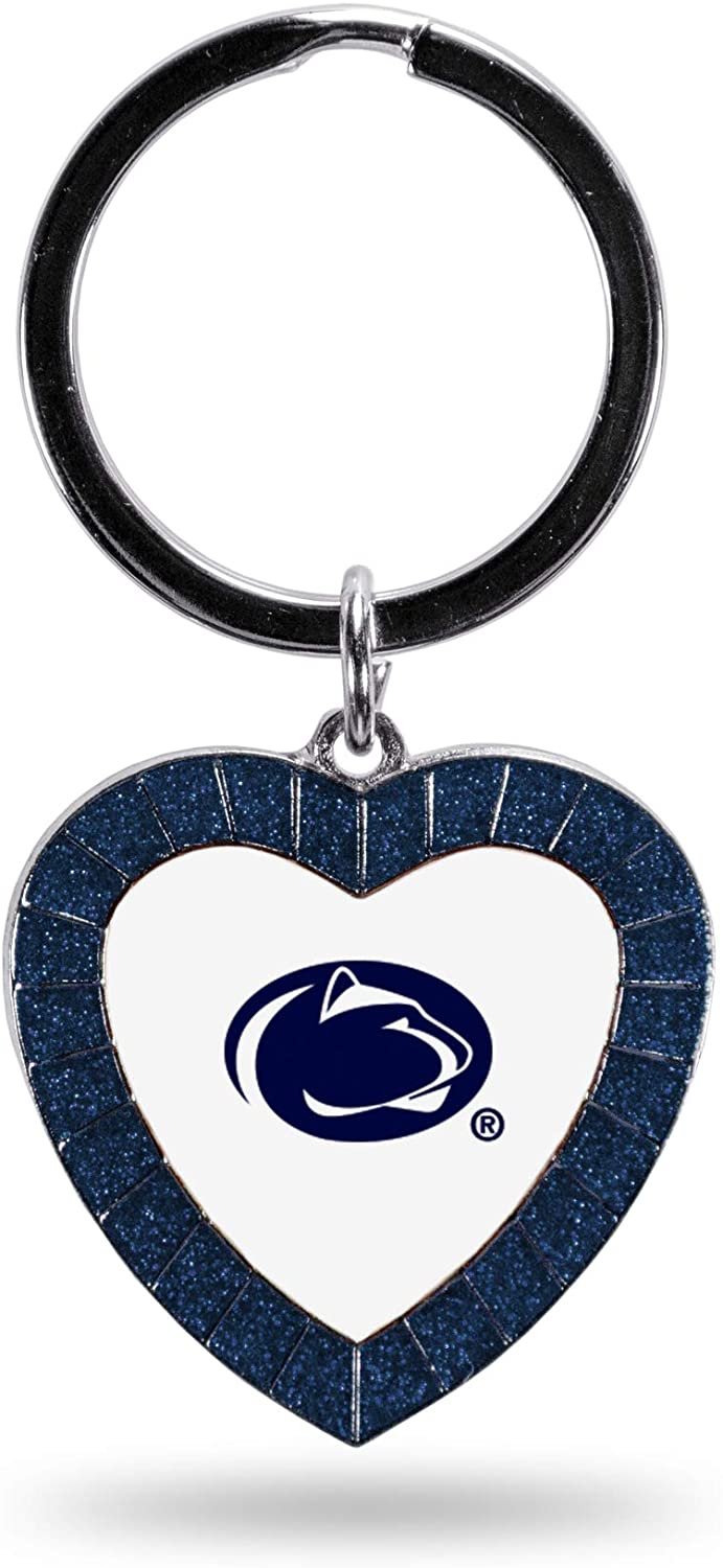 NCAA Penn State Nittany Lions NCAA Rhinestone Heart Colored Keychain, Navy, 3-inches in length