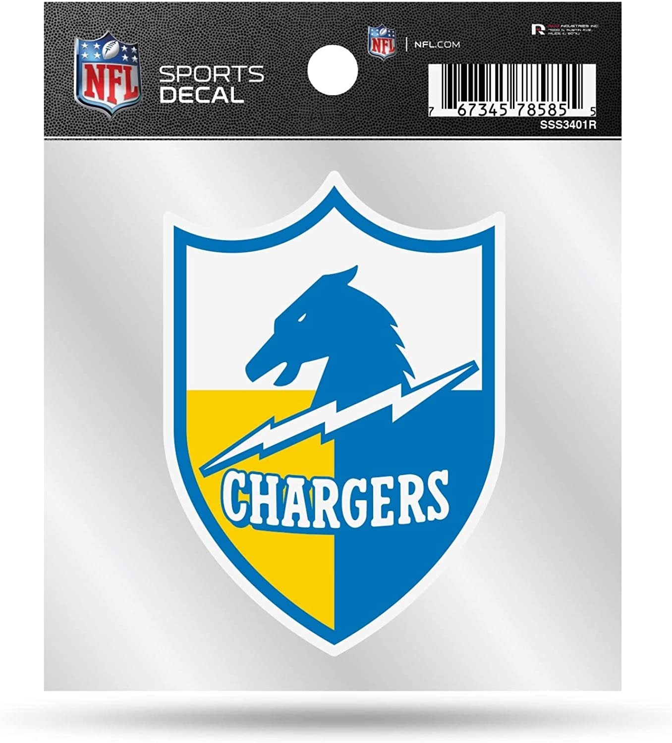 Los Angeles Chargers 4x4 Inch Die Cut Decal Sticker, Retro Logo, Clear Backing