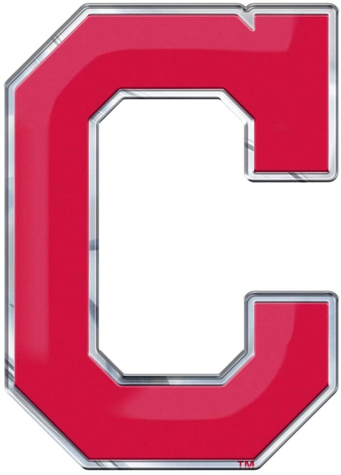 Cleveland Indians Auto Emblem, Aluminum Metal, Embossed Team Color, Raised Decal Sticker, Full Adhesive Backing