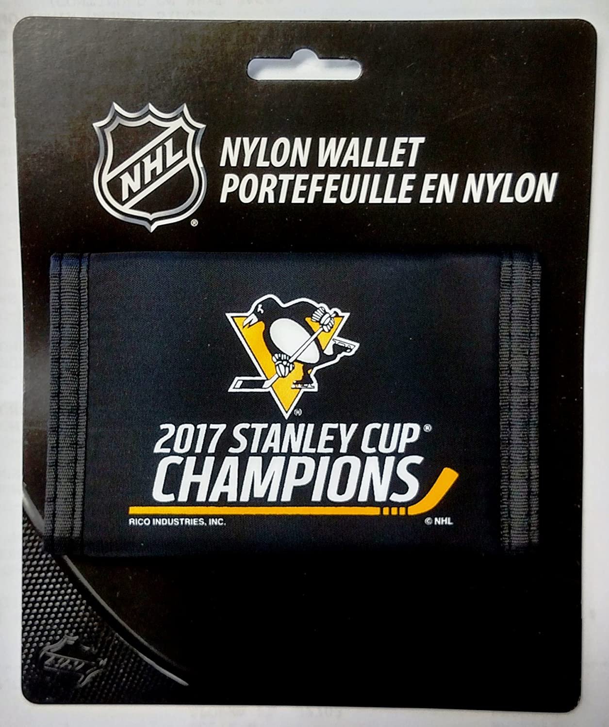 Pittsburgh Penguins 2017 Champions Deluxe Nylon Trifold Wallet with Hook & Loop Closure Hockey Stanley Cup