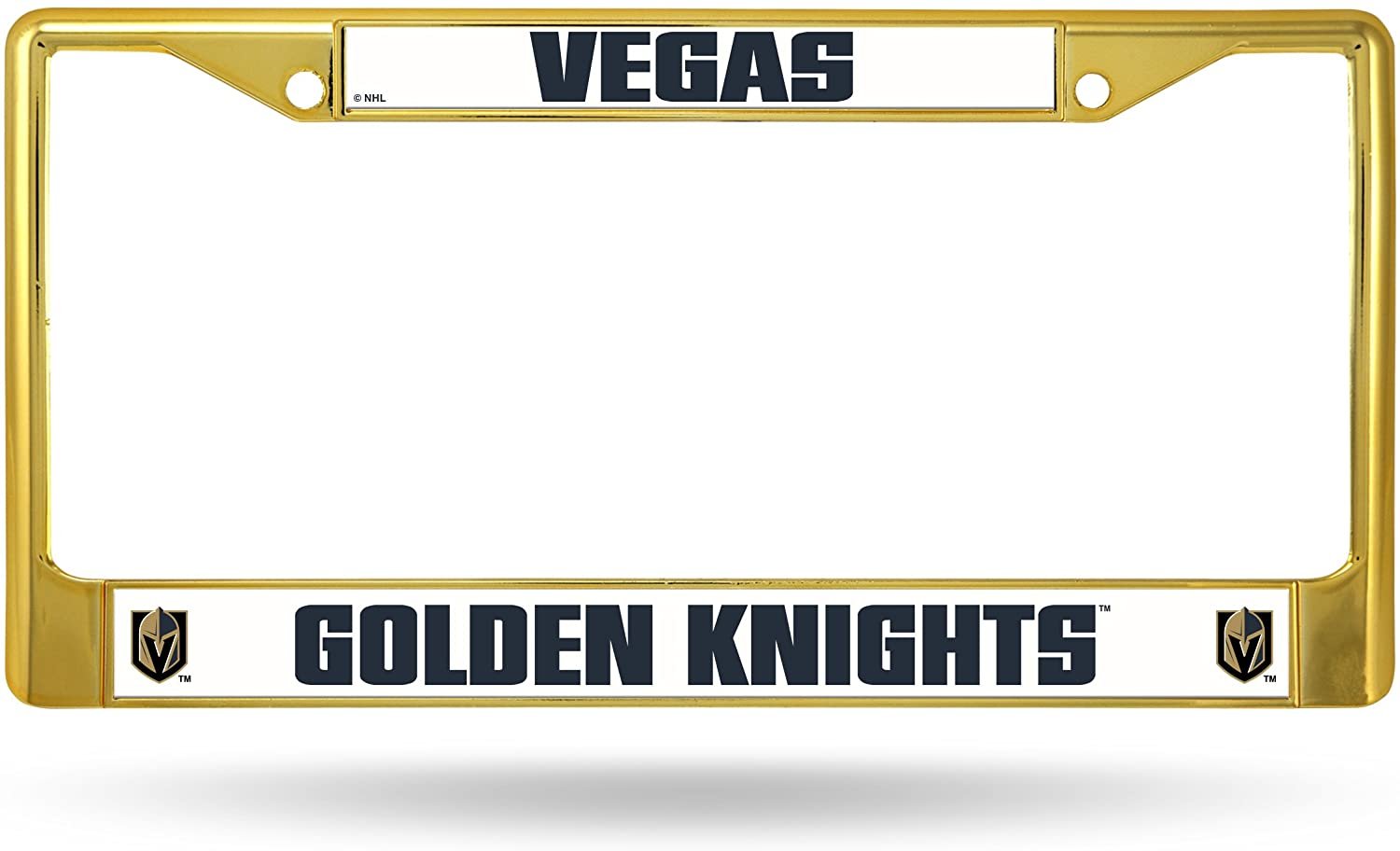 Vegas Golden Knights Premium Gold Color Metal License Plate Frame Tag Cover, 12x6 Inch