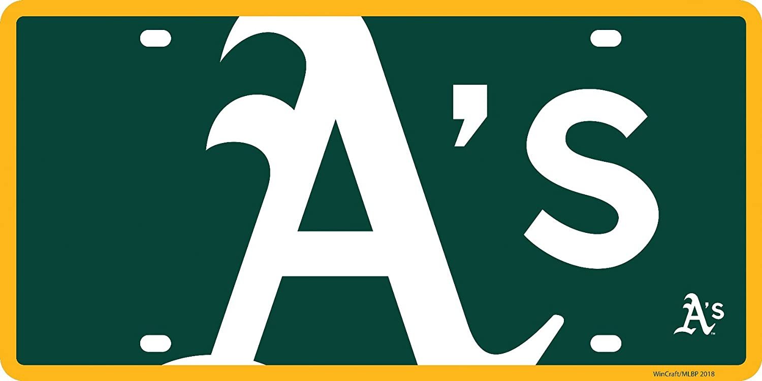 Oakland Athletics A's Premium Laser Cut Tag License Plate, Mega Logo, Mirrored Acrylic Inlaid, 6x12 Inch