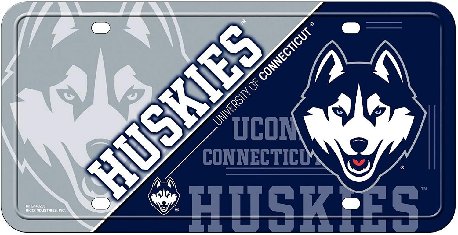 University Of Connecticut Huskies Uconn Metal Auto Tag License Plate, Split Design, 6x12 Inch