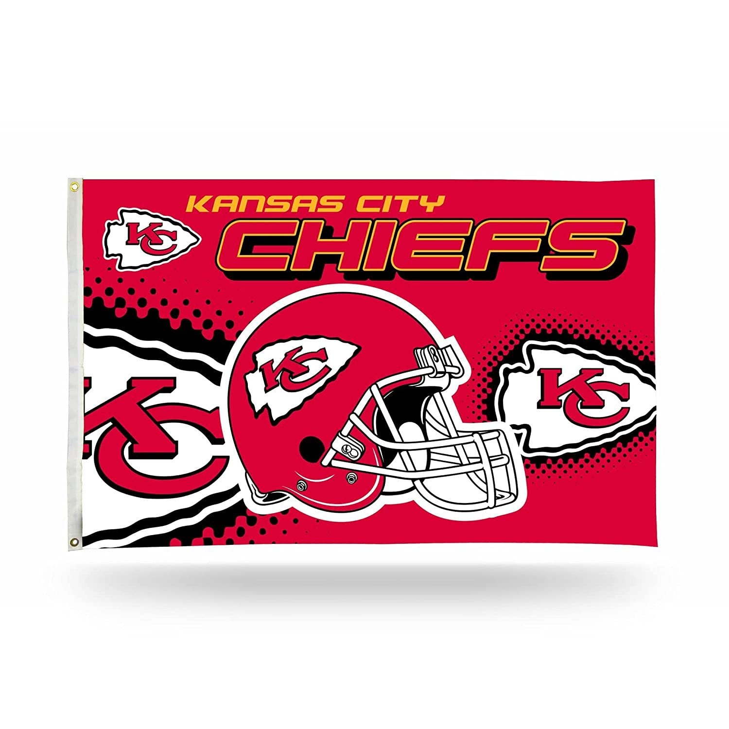 Kansas City Chiefs Premium 3x5 Feet Flag Banner, Helmet Design, Metal Grommets, Outdoor Use, Single Sided