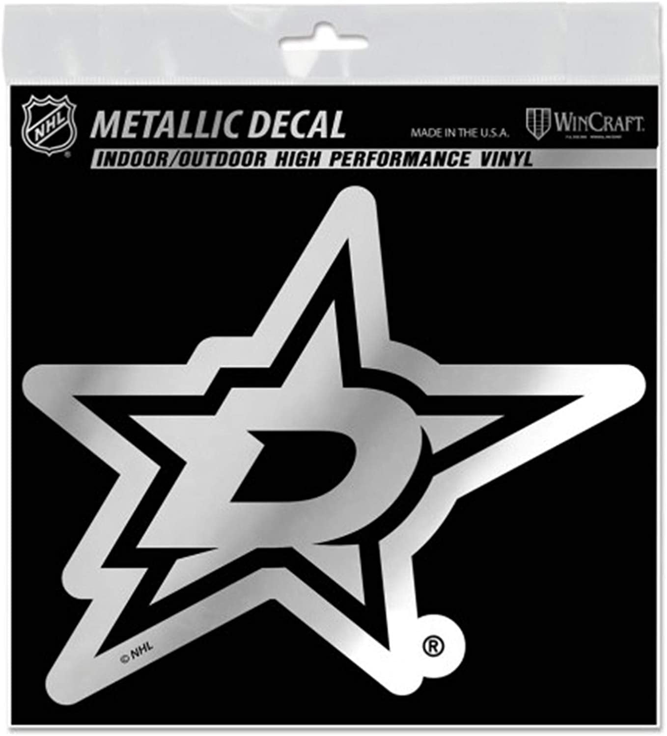 Dallas Stars 6 Inch Decal Sticker, Metallic Chrome Shimmer Design, Vinyl Die Cut, Auto Home