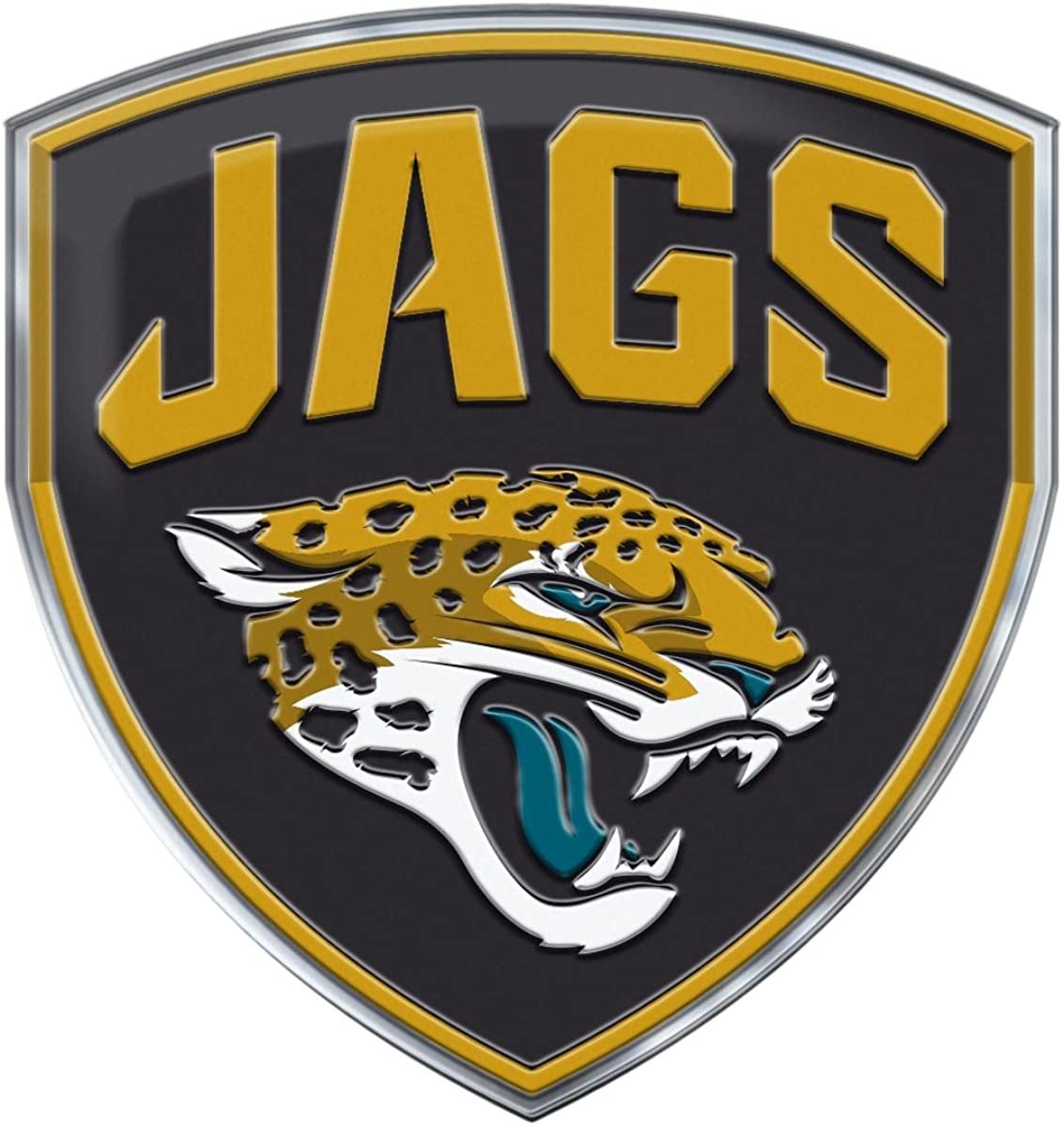 Jacksonville Jaguars Embossed Color Auto Emblem Aluminum Metal Raised Decal Sticker Full Adhesive Backing