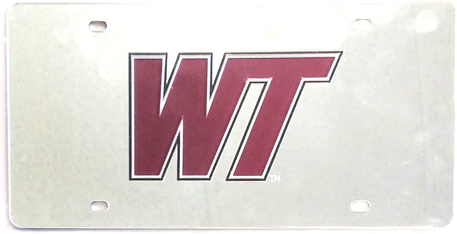 West Texas A&M Buffaloes Premium Laser Cut Tag License Plate, Mirrored Acrylic Inlaid, 6x12 Inch