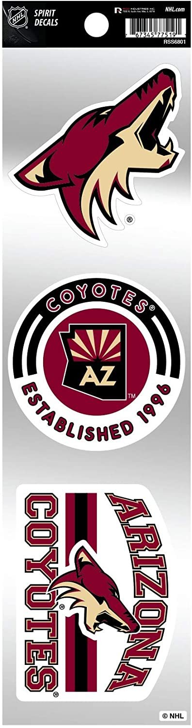 Arizona Coyotes Triple Retro Decals Throwback Spirit Flat Vinyl Auto Home Sticker Sheet Hockey